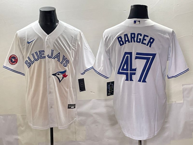 Men 2025 Toronto Blue Jays 47 Barger White Game Nike MLB Jersey style 3